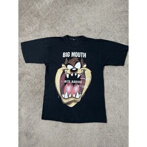 Vintage Mens Tshirt 1998 Warner Bros Tasmanian Devil Black Made In USA, Size S